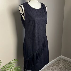 ~ WDS Suede-like Fabric Fringe Rodeo Inspired  Sleeveless  Fringe Dress  Size L